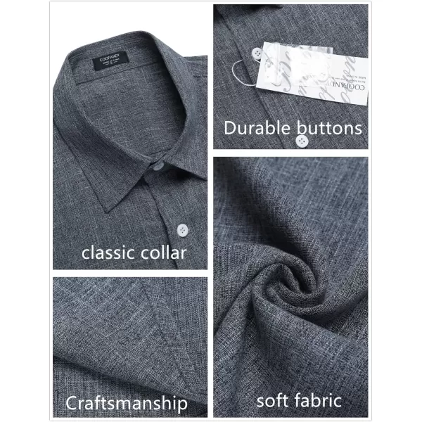 COOFANDY Men's Linen Shirts Casual Button Down Short Sleeve Summer Beach Shirt Hawaiian Vacation Shirts