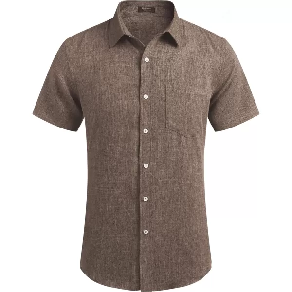 COOFANDY Men's Linen Shirts Casual Button Down Short Sleeve Summer Beach Shirt Hawaiian Vacation Shirts