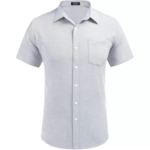 COOFANDY Men's Linen Shirts Casual Button Down Short Sleeve Summer Beach Shirt Hawaiian Vacation Shirts