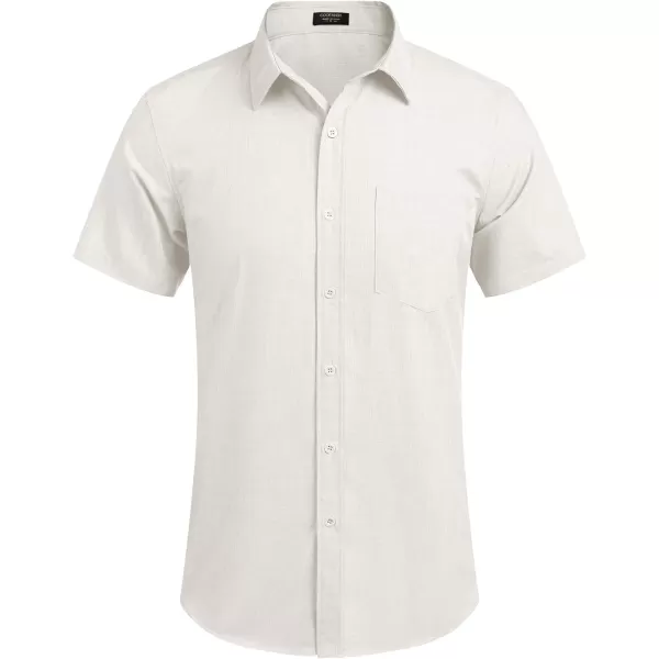 COOFANDY Men's Linen Shirts Casual Button Down Short Sleeve Summer Beach Shirt Hawaiian Vacation Shirts