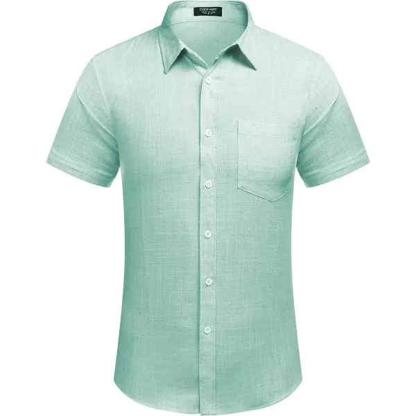 COOFANDY Men's Linen Shirts Casual Button Down Short Sleeve Summer Beach Shirt Hawaiian Vacation Shirts