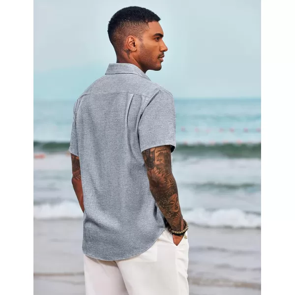COOFANDY Men's Linen Shirts Casual Button Down Short Sleeve Summer Beach Shirt Hawaiian Vacation Shirts