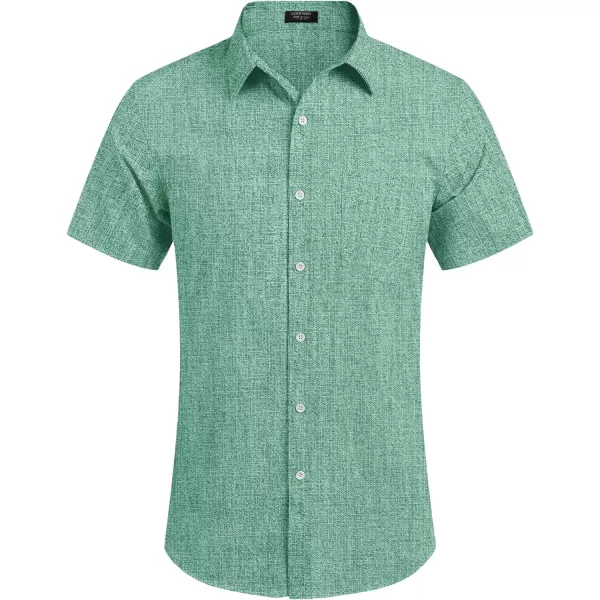 COOFANDY Men's Linen Shirts Casual Button Down Short Sleeve Summer Beach Shirt Hawaiian Vacation Shirts