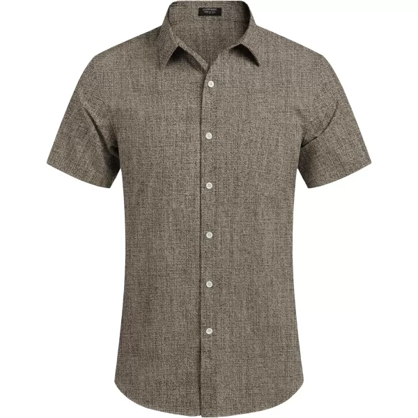 COOFANDY Men's Linen Shirts Casual Button Down Short Sleeve Summer Beach Shirt Hawaiian Vacation Shirts