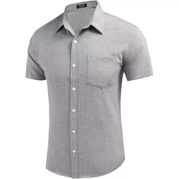 COOFANDY Men's Linen Shirts Casual Button Down Short Sleeve Summer Beach Shirt Hawaiian Vacation Shirts