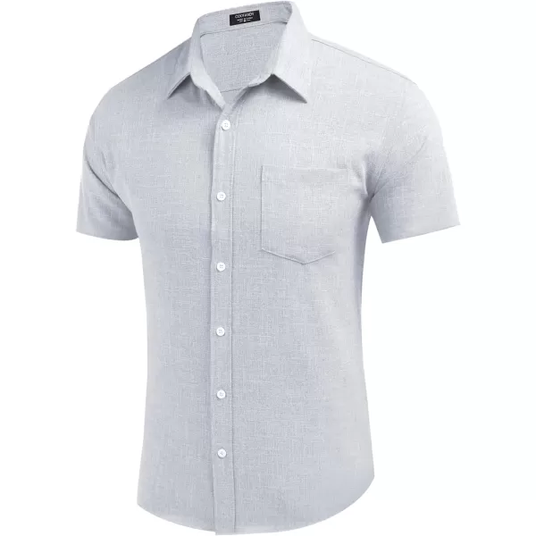 COOFANDY Men's Linen Shirts Casual Button Down Short Sleeve Summer Beach Shirt Hawaiian Vacation Shirts