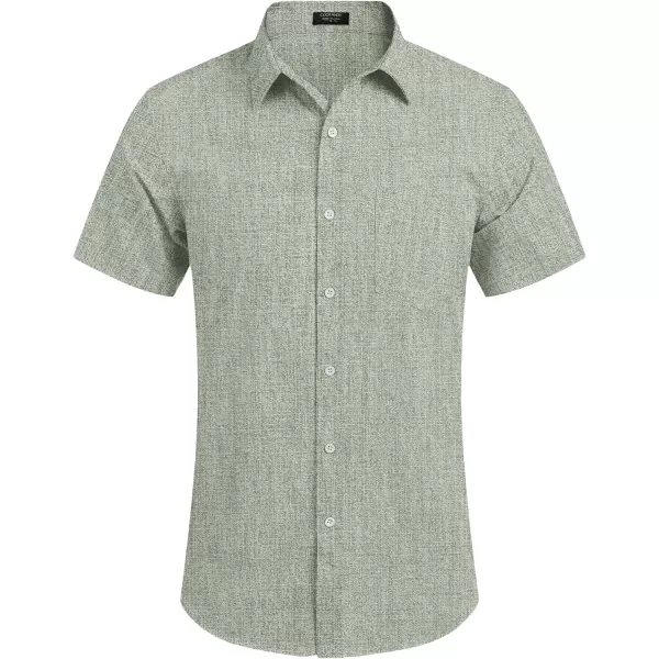 COOFANDY Men's Linen Shirts Casual Button Down Short Sleeve Summer Beach Shirt Hawaiian Vacation Shirts