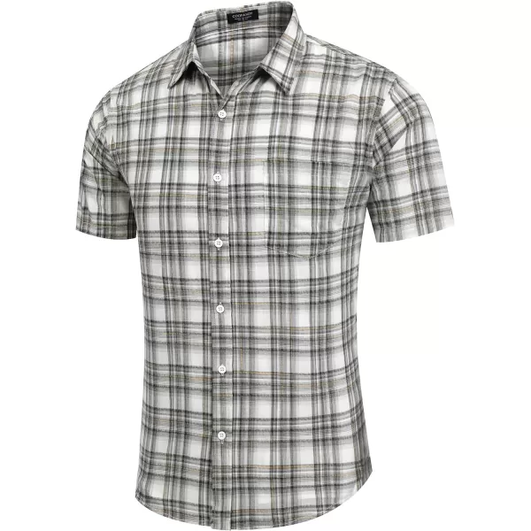 COOFANDY Men's Linen Shirts Casual Button Down Short Sleeve Summer Beach Shirt Hawaiian Vacation Shirts