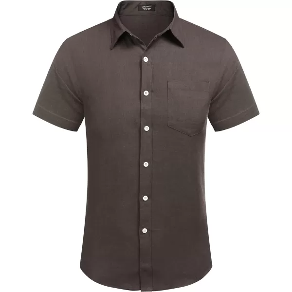 COOFANDY Men's Linen Shirts Casual Button Down Short Sleeve Summer Beach Shirt Hawaiian Vacation Shirts