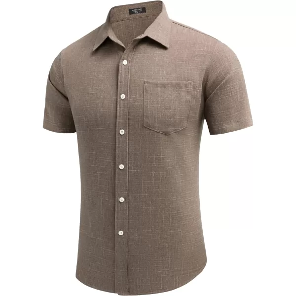 COOFANDY Men's Linen Shirts Casual Button Down Short Sleeve Summer Beach Shirt Hawaiian Vacation Shirts