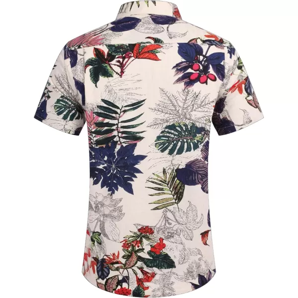 COOFANDY Men's Linen Shirts Casual Button Down Short Sleeve Summer Beach Shirt Hawaiian Vacation Shirts