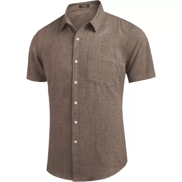 COOFANDY Men's Linen Shirts Casual Button Down Short Sleeve Summer Beach Shirt Hawaiian Vacation Shirts