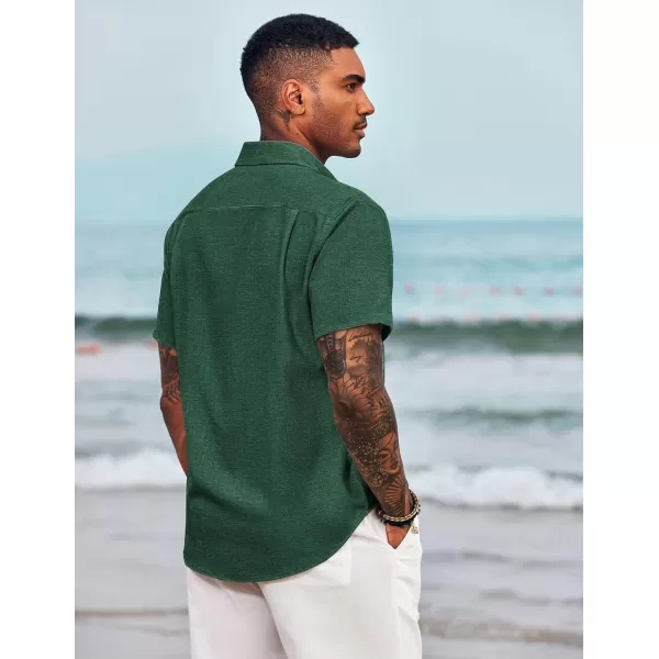 COOFANDY Men's Linen Shirts Casual Button Down Short Sleeve Summer Beach Shirt Hawaiian Vacation Shirts