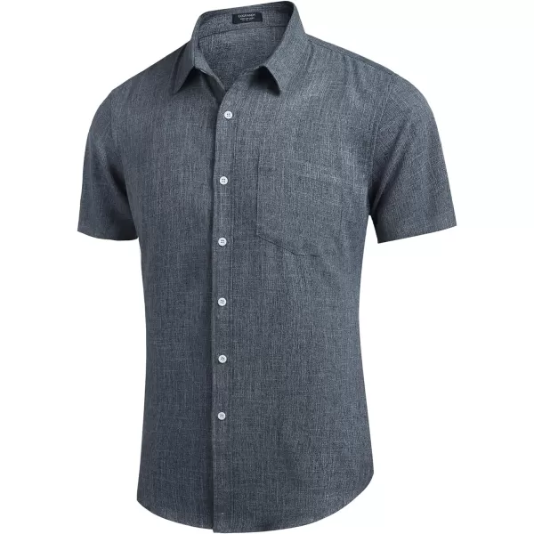 COOFANDY Men's Linen Shirts Casual Button Down Short Sleeve Summer Beach Shirt Hawaiian Vacation Shirts