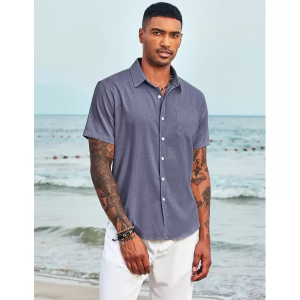 COOFANDY Men's Linen Shirts Casual Button Down Short Sleeve Summer Beach Shirt Hawaiian Vacation Shirts