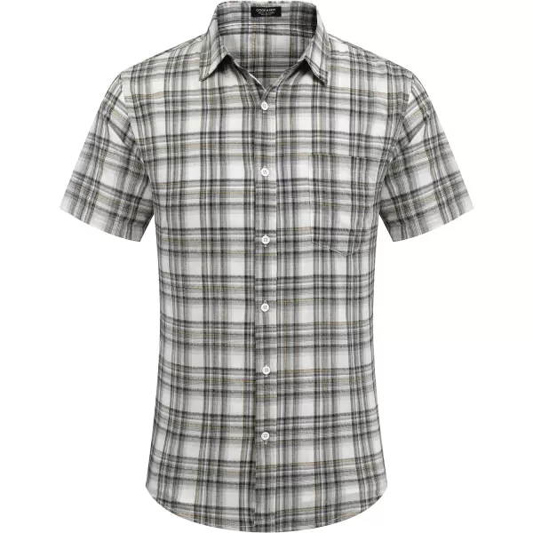 COOFANDY Men's Linen Shirts Casual Button Down Short Sleeve Summer Beach Shirt Hawaiian Vacation Shirts