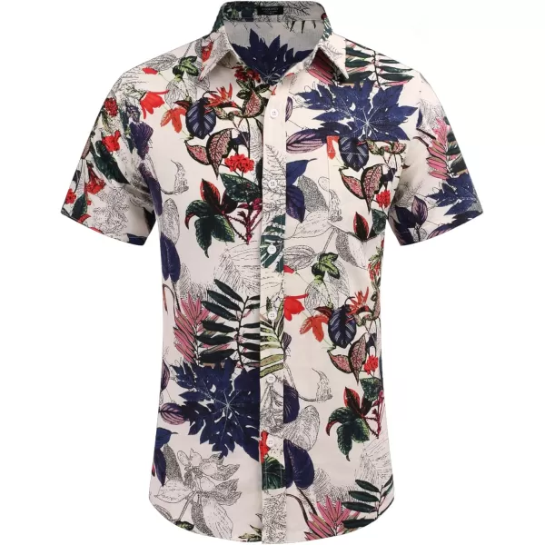 COOFANDY Men's Linen Shirts Casual Button Down Short Sleeve Summer Beach Shirt Hawaiian Vacation Shirts