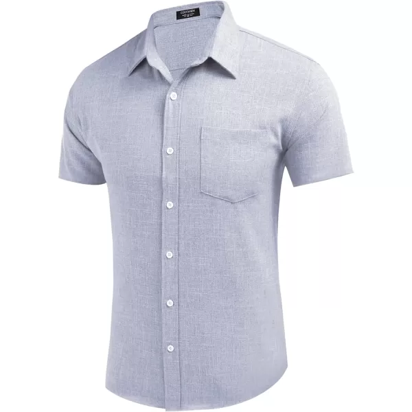 COOFANDY Men's Linen Shirts Casual Button Down Short Sleeve Summer Beach Shirt Hawaiian Vacation Shirts