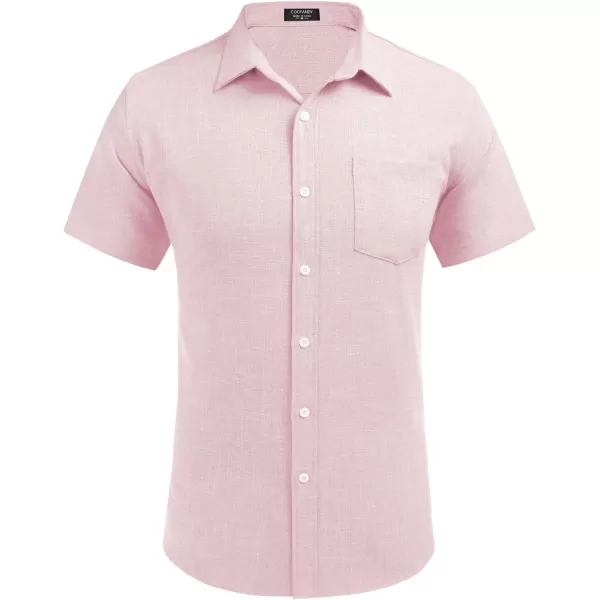 COOFANDY Men's Linen Shirts Casual Button Down Short Sleeve Summer Beach Shirt Hawaiian Vacation Shirts