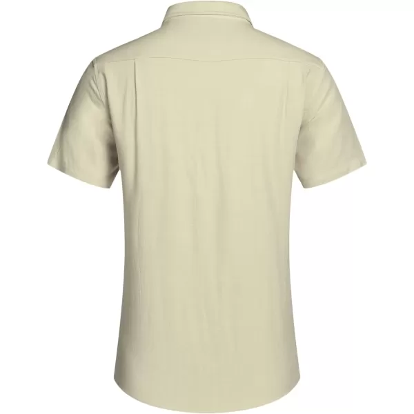 COOFANDY Men's Linen Shirts Casual Button Down Short Sleeve Summer Beach Shirt Hawaiian Vacation Shirts