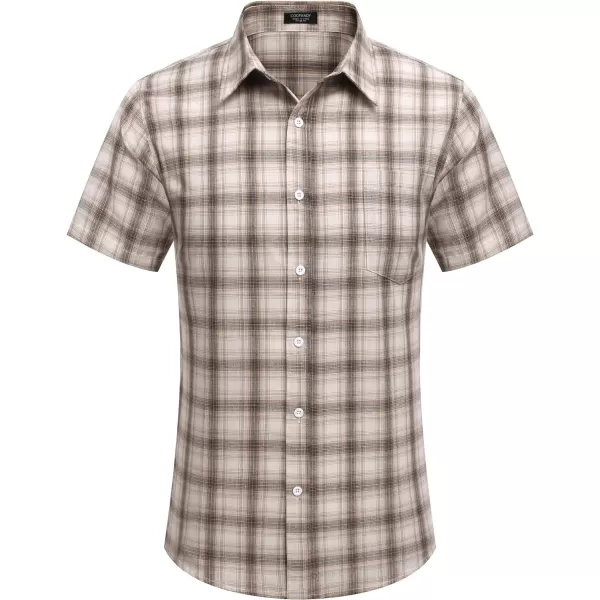 COOFANDY Men's Linen Shirts Casual Button Down Short Sleeve Summer Beach Shirt Hawaiian Vacation Shirts