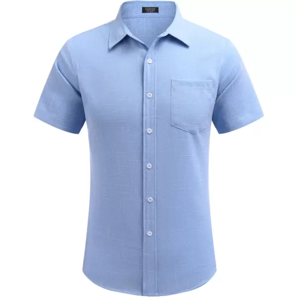 COOFANDY Men's Linen Shirts Casual Button Down Short Sleeve Summer Beach Shirt Hawaiian Vacation Shirts