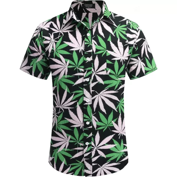 COOFANDY Men's Linen Shirts Casual Button Down Short Sleeve Summer Beach Shirt Hawaiian Vacation Shirts