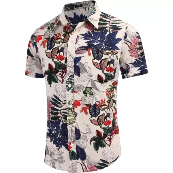 COOFANDY Men's Linen Shirts Casual Button Down Short Sleeve Summer Beach Shirt Hawaiian Vacation Shirts