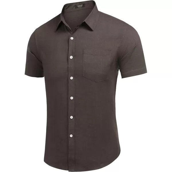 COOFANDY Men's Linen Shirts Casual Button Down Short Sleeve Summer Beach Shirt Hawaiian Vacation Shirts