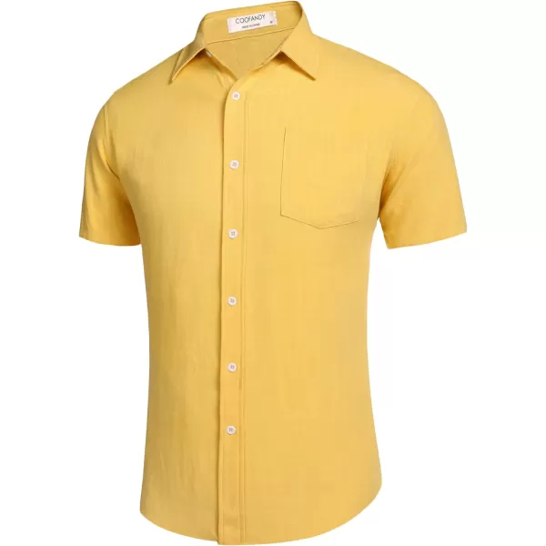 COOFANDY Men's Linen Shirts Casual Button Down Short Sleeve Summer Beach Shirt Hawaiian Vacation Shirts