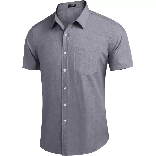 COOFANDY Men's Linen Shirts Casual Button Down Short Sleeve Summer Beach Shirt Hawaiian Vacation Shirts