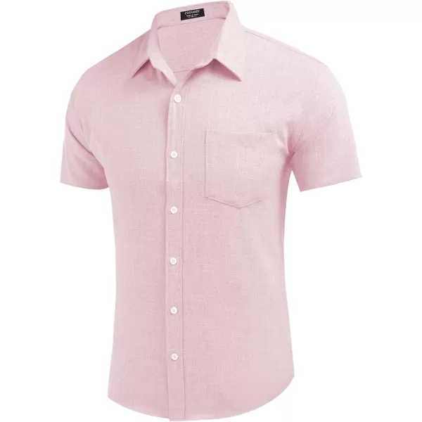 COOFANDY Men's Linen Shirts Casual Button Down Short Sleeve Summer Beach Shirt Hawaiian Vacation Shirts