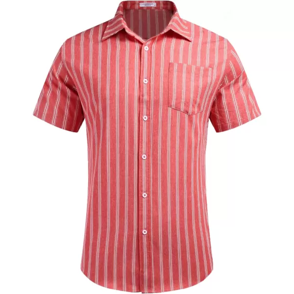 COOFANDY Men's Linen Shirts Casual Button Down Short Sleeve Summer Beach Shirt Hawaiian Vacation Shirts