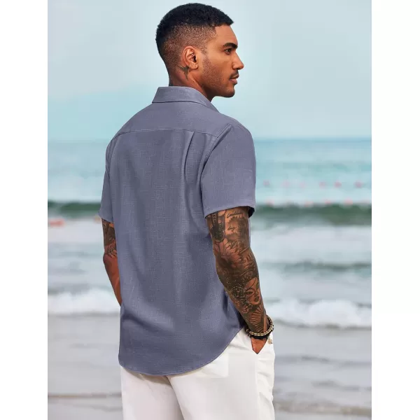 COOFANDY Men's Linen Shirts Casual Button Down Short Sleeve Summer Beach Shirt Hawaiian Vacation Shirts