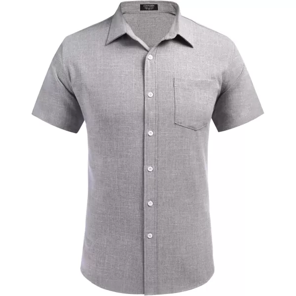 COOFANDY Men's Linen Shirts Casual Button Down Short Sleeve Summer Beach Shirt Hawaiian Vacation Shirts