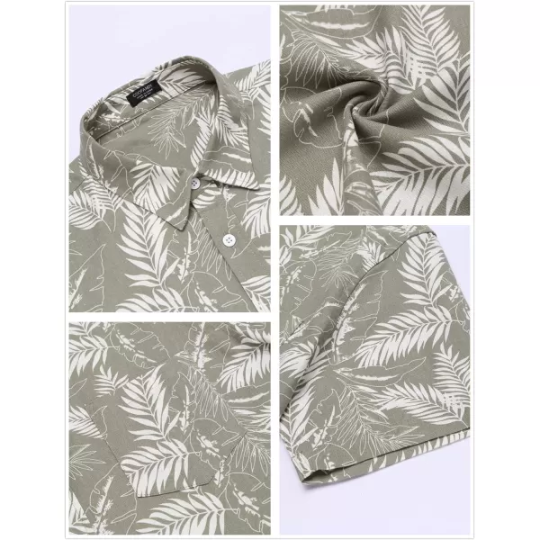 COOFANDY Men's Linen Shirts Casual Button Down Short Sleeve Summer Beach Shirt Hawaiian Vacation Shirts