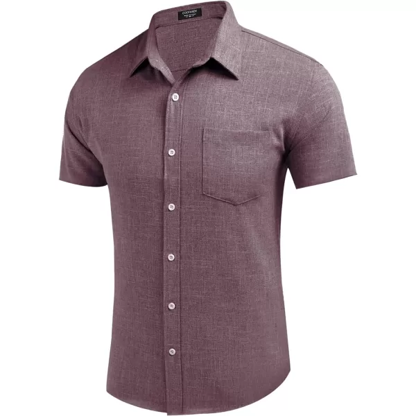 COOFANDY Men's Linen Shirts Casual Button Down Short Sleeve Summer Beach Shirt Hawaiian Vacation Shirts
