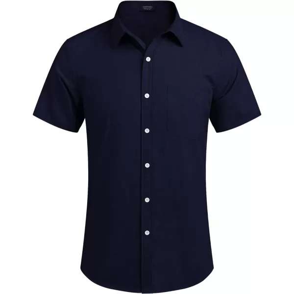 COOFANDY Men's Linen Shirts Casual Button Down Short Sleeve Summer Beach Shirt Hawaiian Vacation Shirts