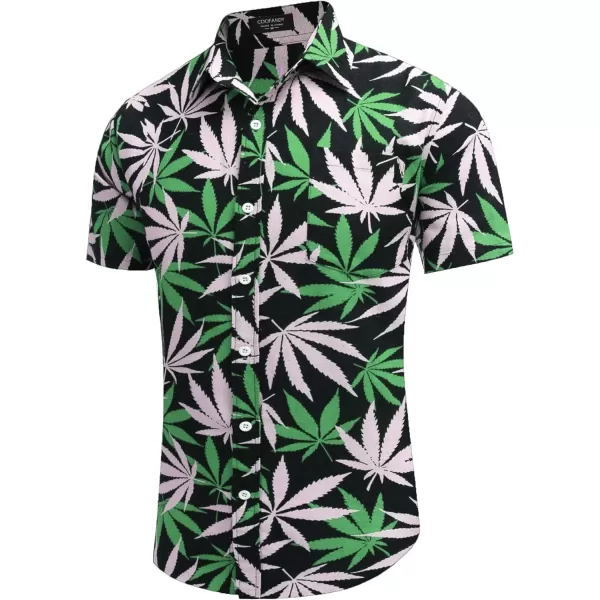 COOFANDY Men's Linen Shirts Casual Button Down Short Sleeve Summer Beach Shirt Hawaiian Vacation Shirts