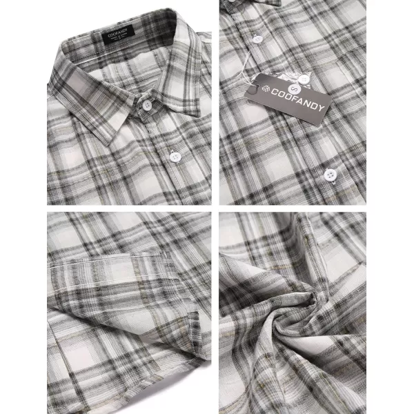 COOFANDY Men's Linen Shirts Casual Button Down Short Sleeve Summer Beach Shirt Hawaiian Vacation Shirts