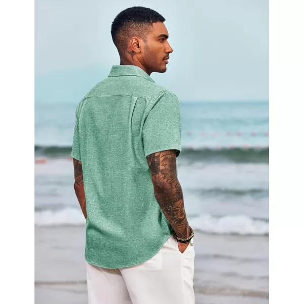 COOFANDY Men's Linen Shirts Casual Button Down Short Sleeve Summer Beach Shirt Hawaiian Vacation Shirts