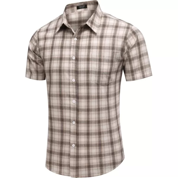 COOFANDY Men's Linen Shirts Casual Button Down Short Sleeve Summer Beach Shirt Hawaiian Vacation Shirts