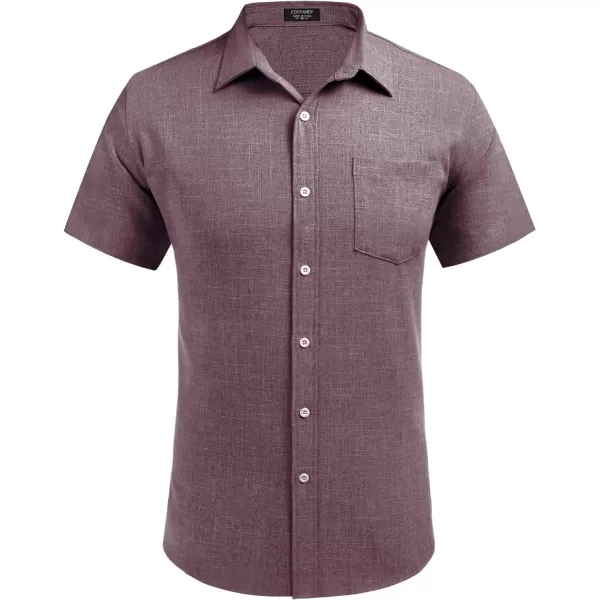 COOFANDY Men's Linen Shirts Casual Button Down Short Sleeve Summer Beach Shirt Hawaiian Vacation Shirts