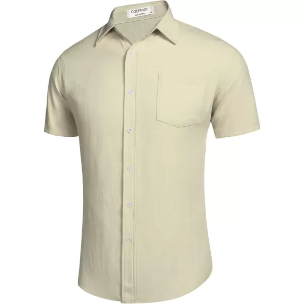 COOFANDY Men's Linen Shirts Casual Button Down Short Sleeve Summer Beach Shirt Hawaiian Vacation Shirts