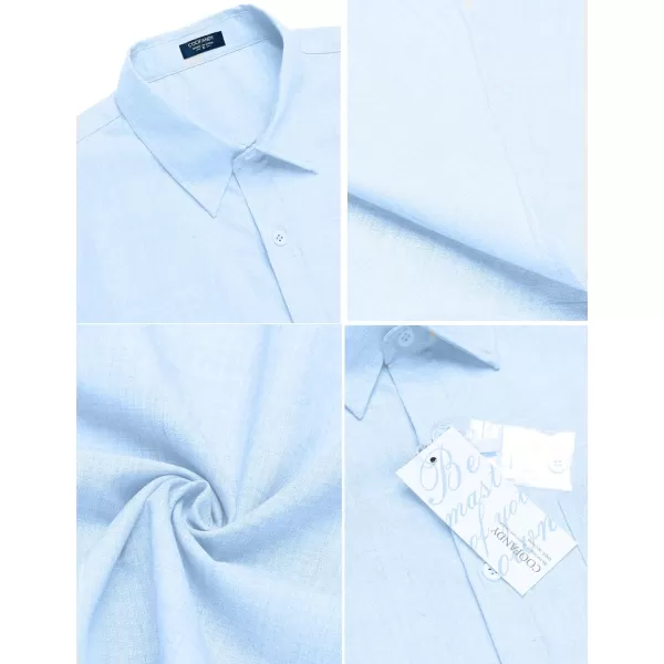 COOFANDY Men's Linen Shirts Casual Button Down Short Sleeve Summer Beach Shirt Hawaiian Vacation Shirts