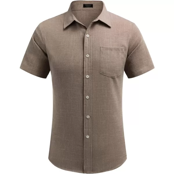 COOFANDY Men's Linen Shirts Casual Button Down Short Sleeve Summer Beach Shirt Hawaiian Vacation Shirts