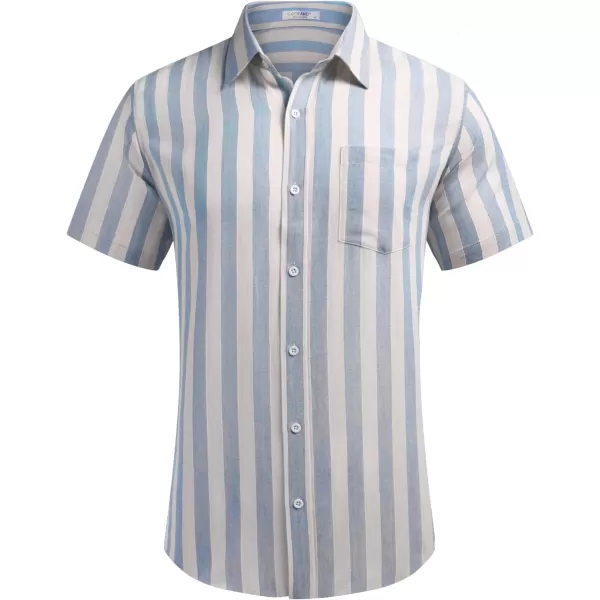 COOFANDY Men's Linen Shirts Casual Button Down Short Sleeve Summer Beach Shirt Hawaiian Vacation Shirts