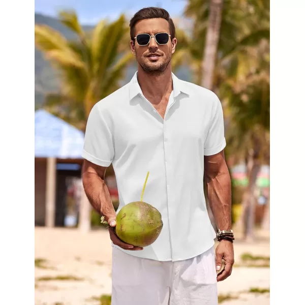 COOFANDY Men's Linen Shirts Short Sleeve Casual Shirts Button Down Shirt for Men Beach Summer Wedding Shirt
