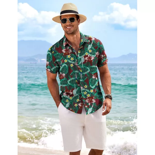 COOFANDY Men's Linen Shirts Short Sleeve Casual Shirts Button Down Shirt for Men Beach Summer Wedding Shirt