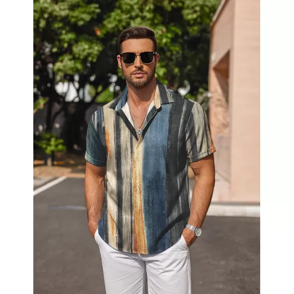 COOFANDY Men's Linen Shirts Short Sleeve Casual Shirts Button Down Shirt for Men Beach Summer Wedding Shirt